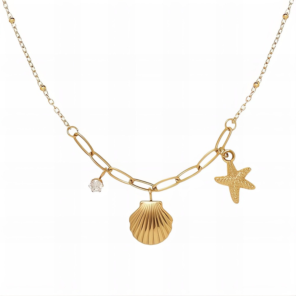 Ocean-Inspired Gold Charm Necklace - Picture 2 of 4